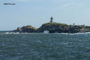 Close up of the Pond Island Lighthouse.