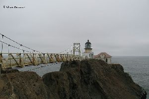 The Point Bonita Lighthouse and suspension bridge.