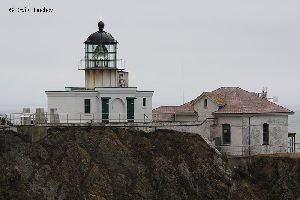 The Point Bonita Lighthouse and fog signal building.