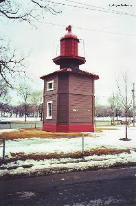 The lighthouse as it sits facing Lakeshore Blvd.