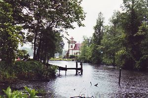 The lighthouse as viewed from down the creek.