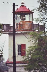Close up of the lantern room and the Fresnel lens.