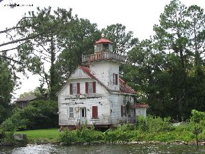 Close up detail of the neglected lighthouse.