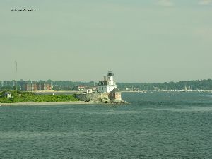 The lighthouse on Rose Island.