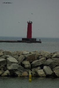 The lighthouse out on the breakwater.