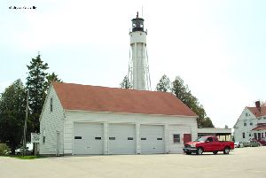 Lighthouse and a garage.