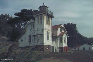 The lighthouse as it undergoes restoration.
