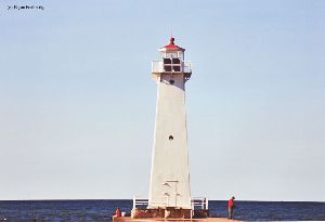 Close up of the Sodus tower on the pier.