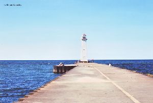 Standing at the beginning of the pier.