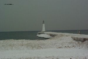 Ice clogs up the shore.