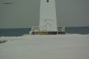 Ice covers the pier.