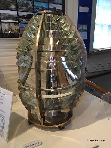 The fifth-order Fresnel lens that was used at the Squirrel Point Lighthouse.