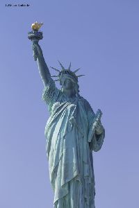 Close up of the Statue of Liberty.