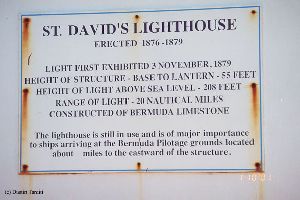 The sign on the lighthouse telling the history of the lighthouse.