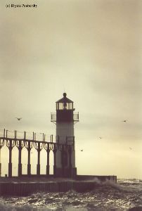 Close up of the outer lighthouse.