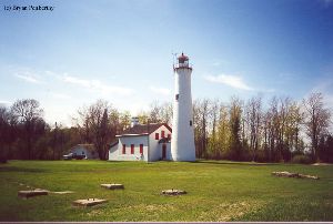 Shot of the lighthouse and quarters.