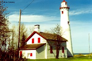 Close up of the backside of the lighthouse.