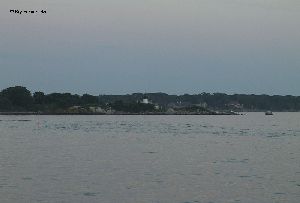 Dusk settles at the Ten Pound Island Lighthouse.