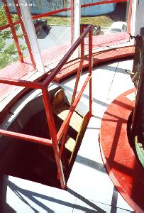 The steps leading up to the lens area.
