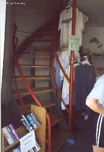 Steps leading up from the gift shop area.