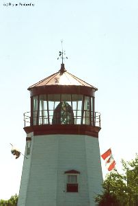 Close up of the top of lighthouse.