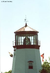 Close up of the top of lighthouse.