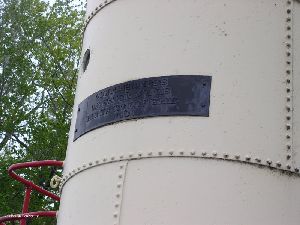 Plaque on the side of the tower.