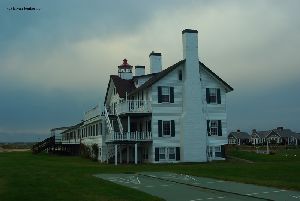 Shuffleboard courts next to the lighthouse.
