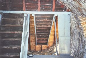 Looking up inside the old windmill.